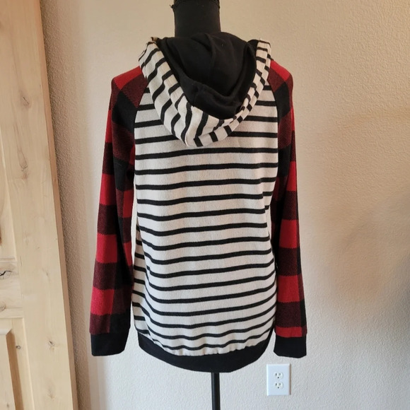 WHITE BIRCH Double Hood Stripe Plaid Hoodie Sweater SIZE Small - Picture 6 of 9